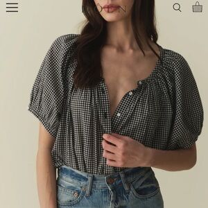 Doen June top in black gingham